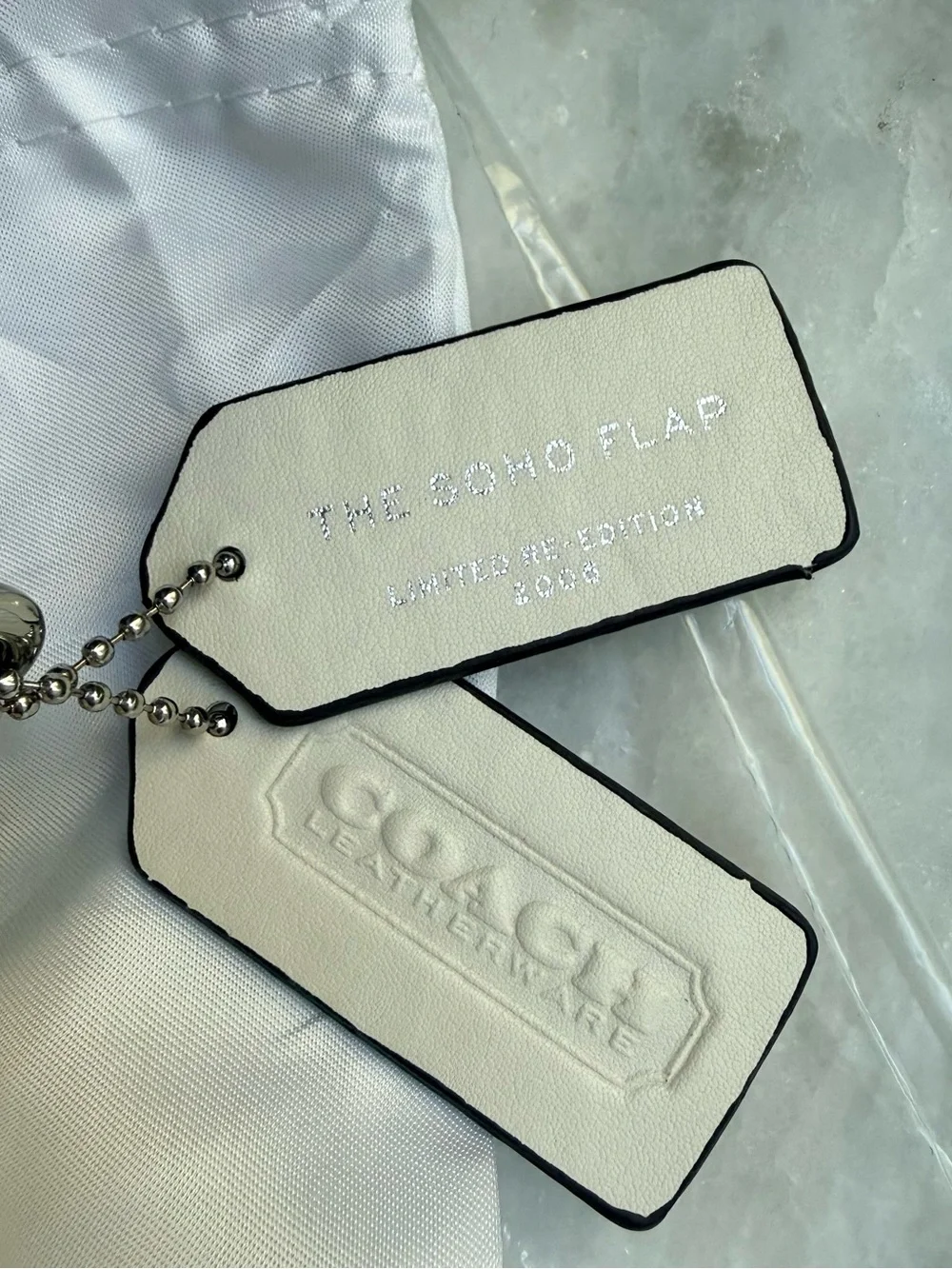 NWOT Coach Soho Flap Bag in Regenerative Leather Chalk White CR699 Silver
